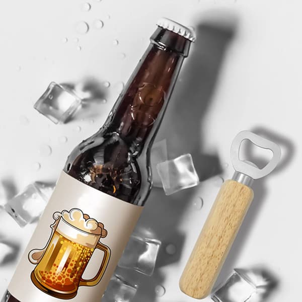 Professionelt Bartendervalg, Flaskeåbner med træhåndtag og kraftig konstruktion i rustfrit stål