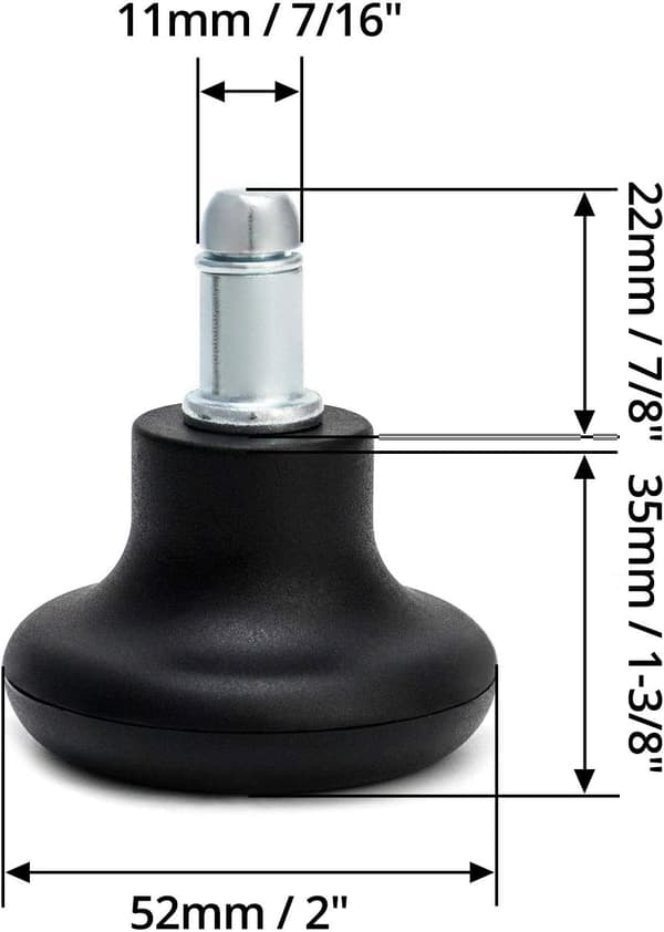 Kontorstolglider, 5 stk, gulvglider for kontorstol, svingbar