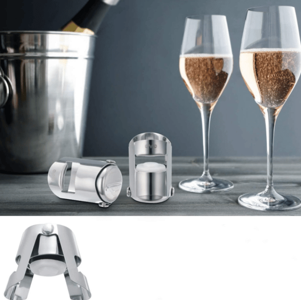 Champagne prop, 3-delt flaskeprop i rustfrit stål til mousserende vin