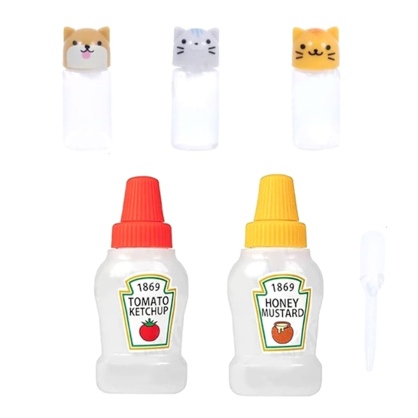 Plastik Mini Bento Soy Sauce Flasker Klem Salatdressing Flasker Bærbare Saucebeholdere