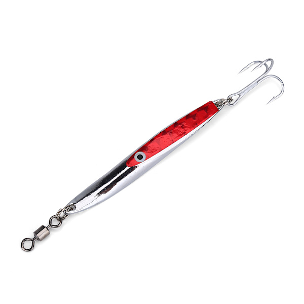 Lureja Sekvenssit Metalli Bass Hard Spoon Bait Jig Lure Teko-koukku (Punainen 28g)