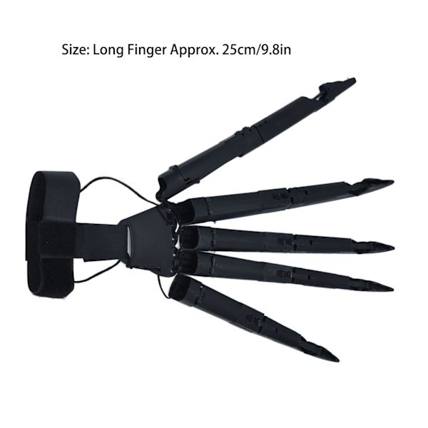 Halloween Leddede Fingre 3D-Printet Leddede Fingerforlengelser for Halloweenfest Cosplay Svart Høyre Hånd