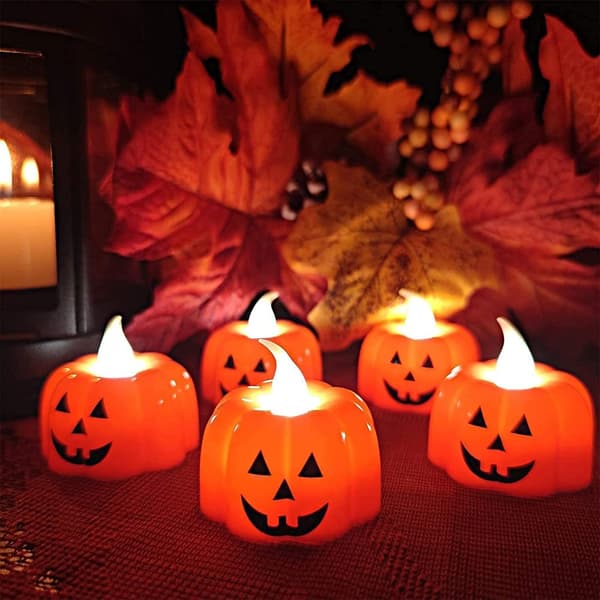 Flimrende telys, slitesterkt materiale gresskar telys for Halloween-tema