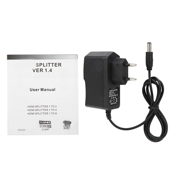 HDMI-splitter, HD-videoswitcher 1 inn 2 ut 100‑240V Koble til lydmottaker EU