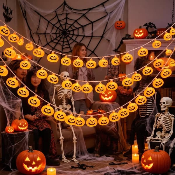 Halloween sort hat dobbeltsidet græskar, 3m 20LED batteri, festlig festdekoration 3m 20LED Battery