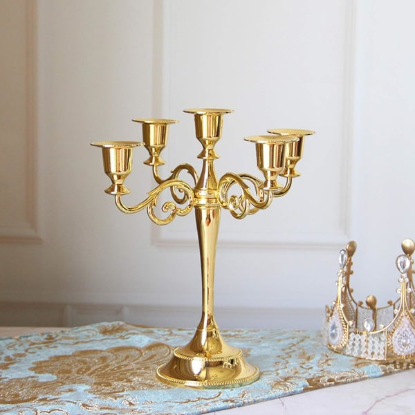 5-armad ljusstake guld vintage ljusstake stakljus metall