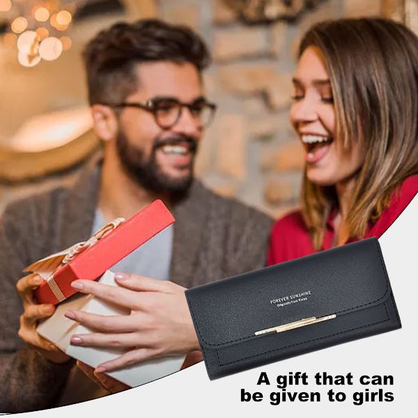 Damepung med stor kapacitet i PU-læder - Lang Clutch