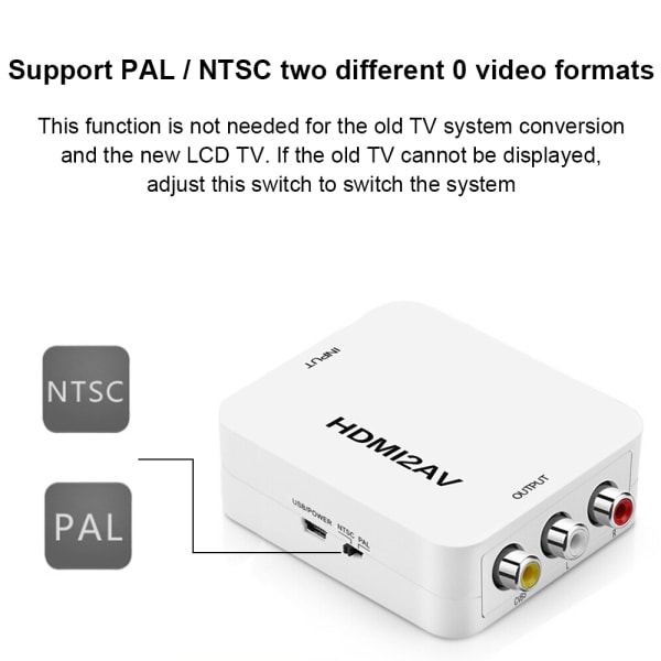 RCA Composite HDMI til AV Video Audio Konverter Adapter til Kamera DVD VHS VCR PSP Xbox PS2 til Ny Skærm eller Projektor