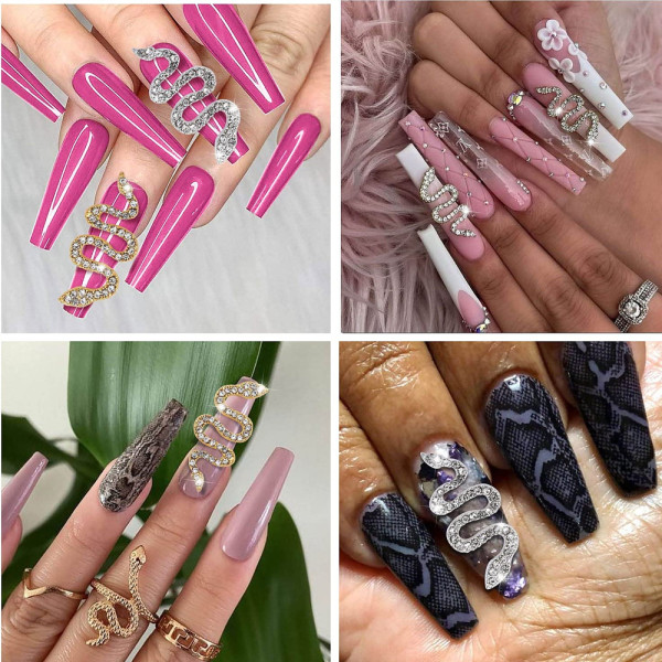 Ormformad nagel med strass, för DIY-hantverk nagelkonstdekorationer