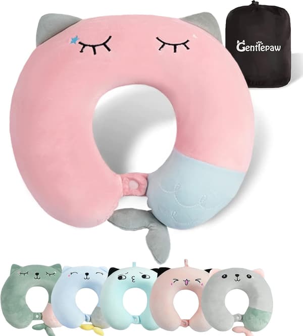Rejsepude - Blød Memory Foam Pude til Voksne, Børn (Pink)