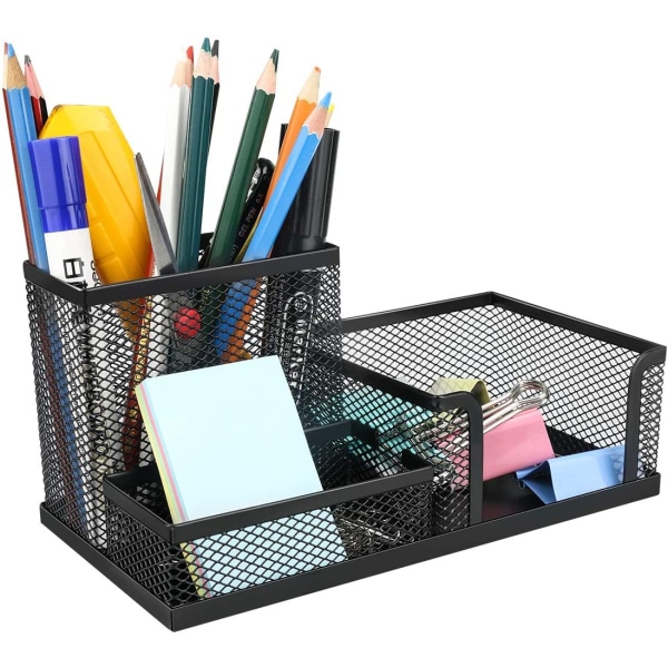 Metal Mesh Desk Organizer Office Supply Caddy Pen Holder Pencil