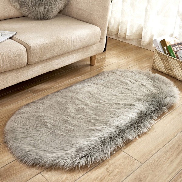 Ovalt plysj soveromsmatte Fluffy tepper for jenter, gutter