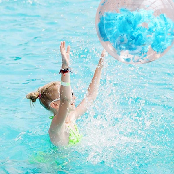 Strandpoolbollar Leksak Genomskinlig Uppblåsbar Vattenboll Konstgjord Fjäder Vattenboll med Pump för Sommarpoolpartaaktiviteter