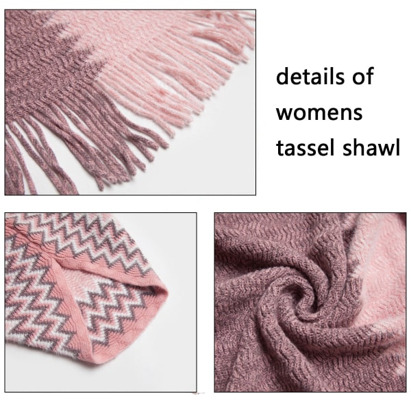 Dam varm sjal wrap öppen framsida poncho cape färgblock