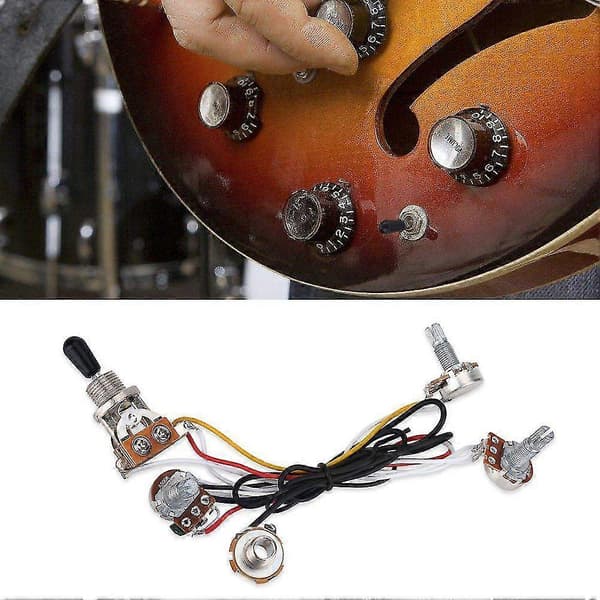 Elektrisk Gitarr Kablage Kit 3-vägs Växelströmbrytare 2 Volym 1 Ton 500k