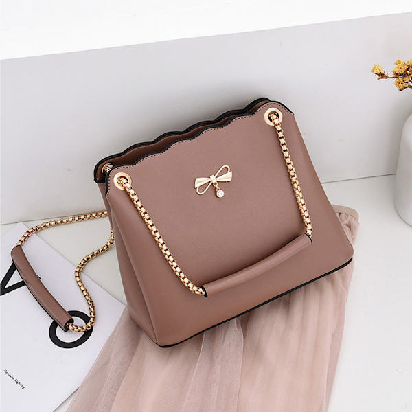 Båge bärbar väska söt damväska enkel casual axelväska crossbody väska