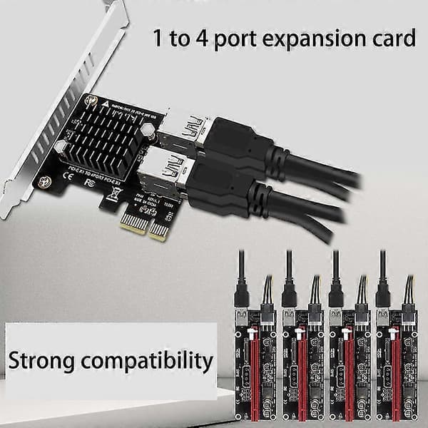 Pci-e udvidelseskort Desktop Pci-e 1x til 4-ports Pcie Asm1184e Fuldhøjde udvidelseskort til Bitcoi