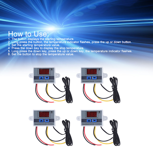 4 stk. Temperaturregulator Digital Display Temp Regulator ‑50℃ til 110℃ 110‑220V 1500W