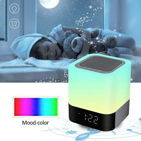Touch Control Sänglampa, LED Bluetooth-högtalare, Nattlampa