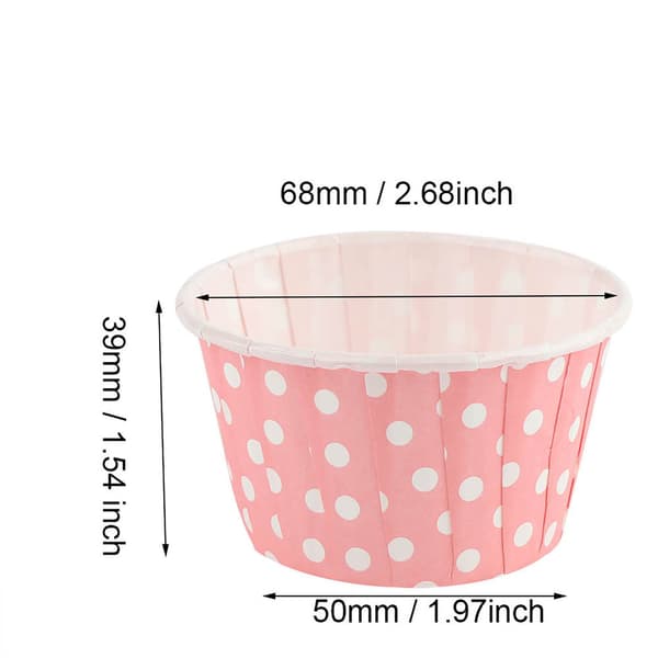 100 stk. Mini Cupcake Forme Papir Runde Kagebageforme Muffin Etuier med Låg, Pink