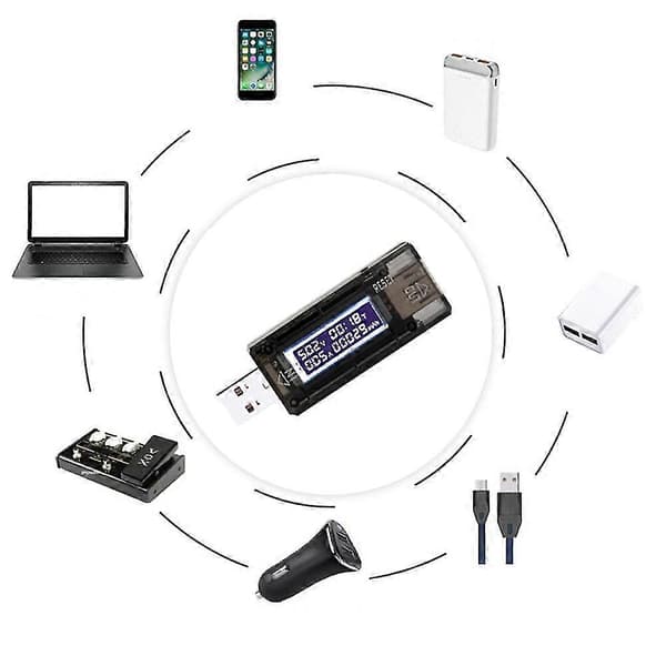 USB Tester DC Strømmåler 3V-9V Digital Voltmeter Voltimetro Volt Meter Wattmeter Spenningstester Do