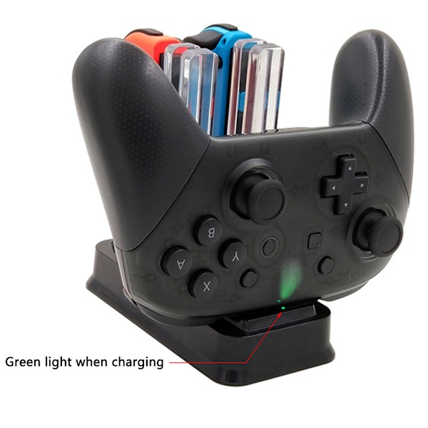 Switch Pro Controller Oplader til Nintendo Switch Oplader Dock Station Stativ med LED Opladeindikator