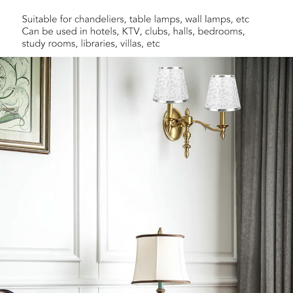 Tyglampskärm Klämma på Design Modern Tunna Tyglampskärmar för E14 Glödlampa Kandelaber Vägglampa 3st Silver