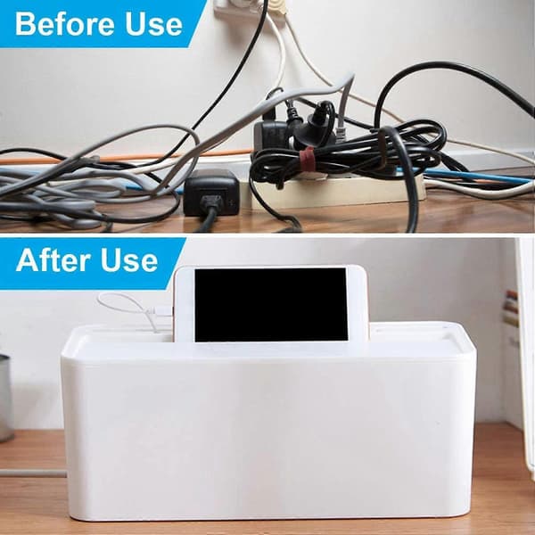3x Kabelstyringsboks, ABS Kabel Organizer Ledningsskjulerboks, Computer Strømkabler, Før Kabler, Un