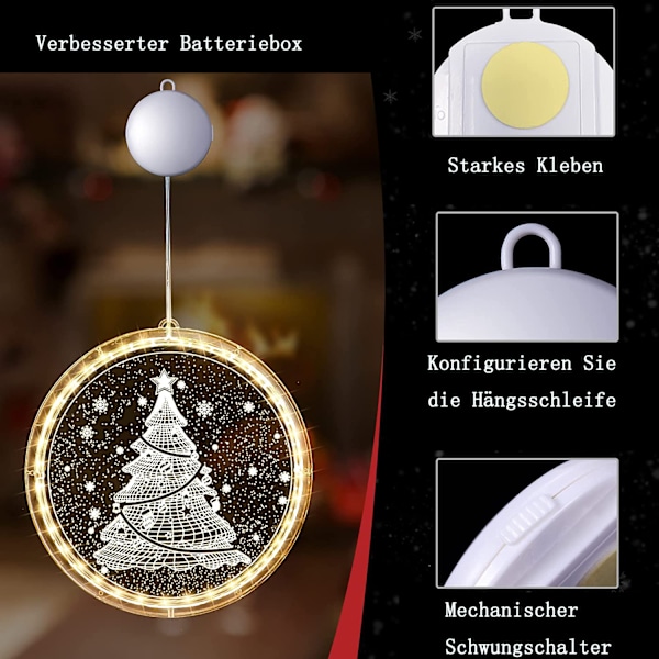 Batteridrivna hängande juldekorationer med kallvita lampor, 3D-design för inom- och utomhusbruk