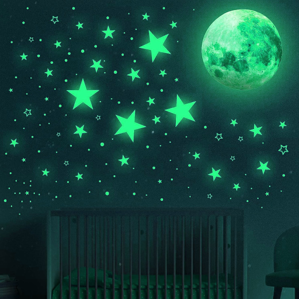 Glow in The Dark Stjärnor för tak, 440 st Takstjärnor Glow in The Dark Barnväggdekorationer, för barns sovrum