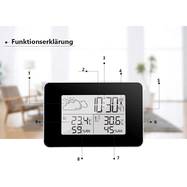 Smart Väderprognosstation, Färgprognos med Inomhus- och Utomhustermometer, Hög Stabilitet och Precision, Digital Klocka, Låg Strömförbrukning,