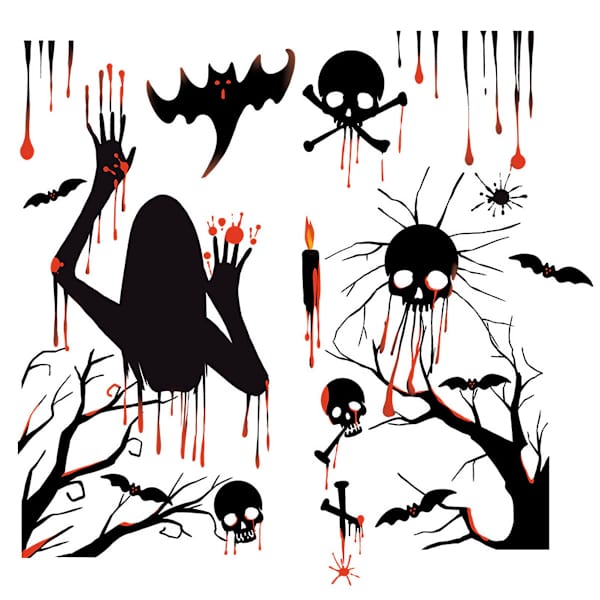 2 sarjaa Halloween-kauhuverisiä pitkähiuksisia naisia