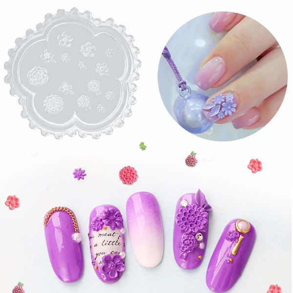 5 st blommor 3D silikonform nagelkonst snidning form för DIY nagelkonst dekorationer tillbehör nagelkonst mallar manikyrverktyg