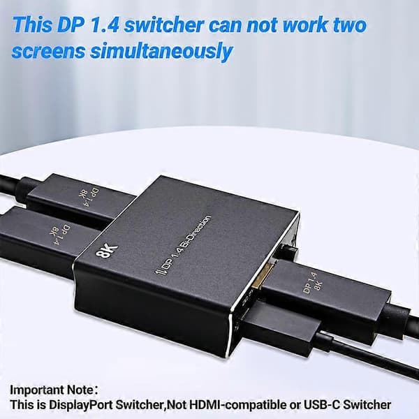 DP Switcher Bi-Direction Audio Extract 8K@30Hz 4K@120Hz DisplayPort 1.4 1X2 2x1 KVM Switch Splitter til Projektor