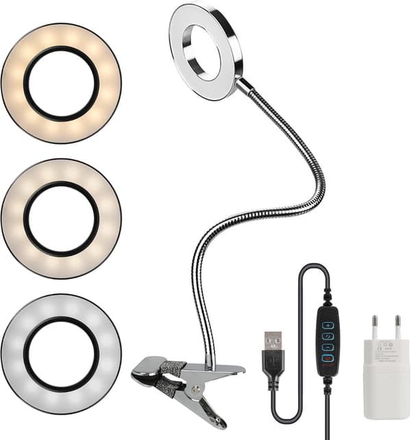 Bogklips Læselampe, 5W 48 LED Klips Lampe, Dæmpbar Klips Lampe