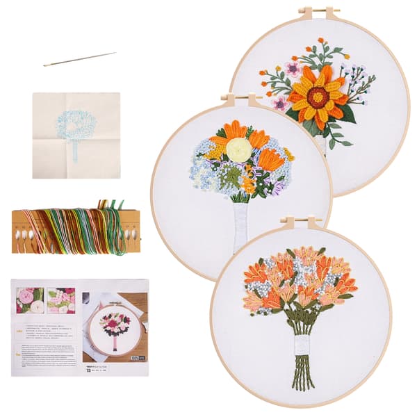3-delt blomsterbroderisett