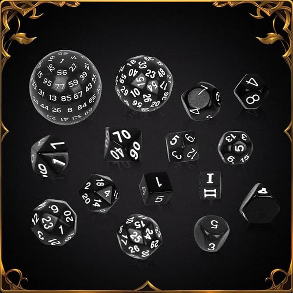 Terning Sett, Rollespill Terninger, Polyhedral Terning Sett med 15 stk D3-D10