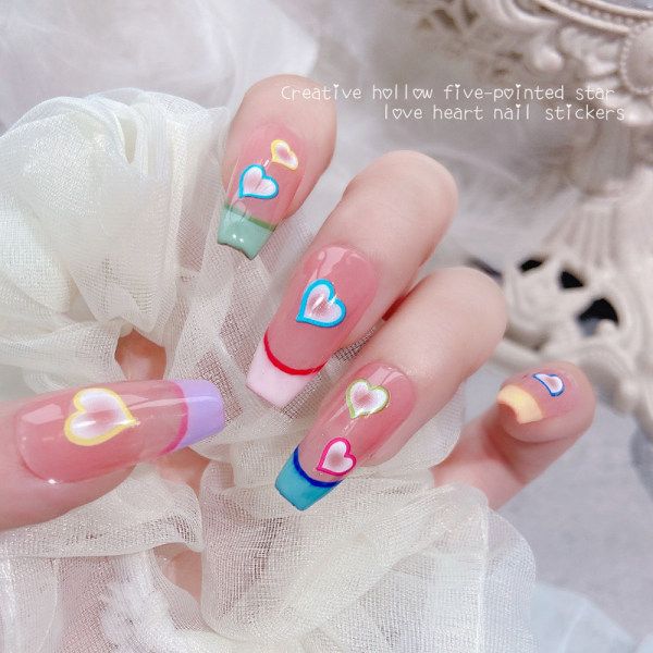 18 ark Star Heart Nail Art Stickers Dekaler 3D självhäftande skjutreglage Bokstäver Nail art Dekaler Manikyrtillbehör