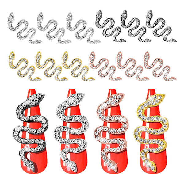 Nagelcharms, Snake Nail Art Charms 3D Nagel Strass, för Nail Art Tillbehör