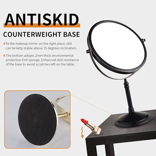 Fristående bordsmakeup spegel 8 tum dubbelsidig 1x 3 X M