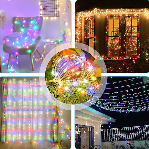 LED Ljusslinga för Sovrum Fest Bröllop Utomhusdekoration, 300 Högkvalitativa Ultraljusa LED-lampor med Trådlös IR-fjärrkontroll, Ljusslingor