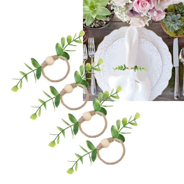 4Pcs Napkin Rings Simple Decorative Handicraft Leaf Flower Napkin Rings for Weddings New Years Parties6632