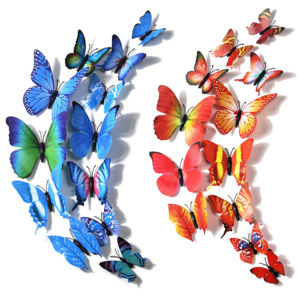 Butterfly Wall Decor 48 st, 3D Butterflies Stickers för Rumsbröllopsdekorationer med magneter
