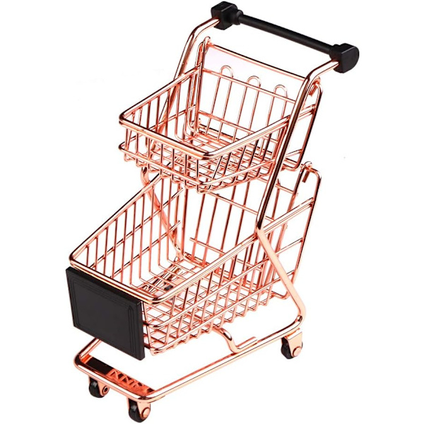 Mini Metal Shopping Cart Supermarket Handcart Trolley, Table Off