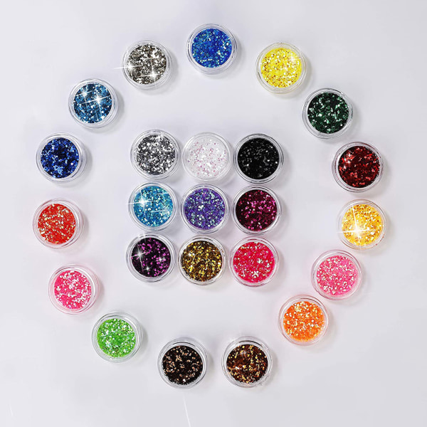 24 färgpigment nagelpulver, färgglatt iriserande glitter Ultrafint självlysande pärlemorskimrande Högglans halopulver, naglarpigment damm 3D DIY Nail Art