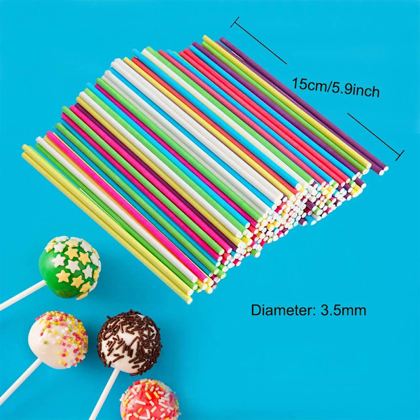 100 stk. Lollipop-pinner, Marshmallow-pinner, Mattrygge Kreative Multifunksjonelle Lollipop-sugerpinne 150*3.5mm