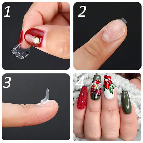 50 Ark Neglelim-Klistermærker, Dobbeltsidet Transparent Falsk Neglelim Gele-Tape Klæbende Faner Vandafvisende Fleksibel Falske Negle Spidser til Manicure