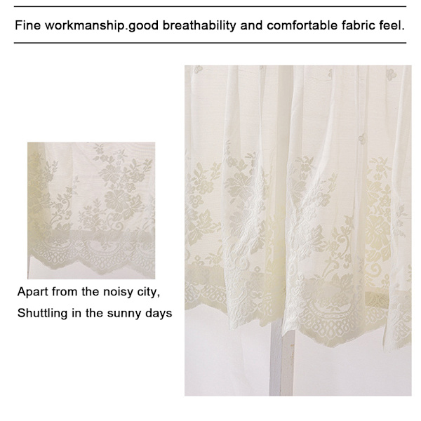 1 stk Blomsterblonder Gardin Valance Broderi Halvtransparent Kort Wi