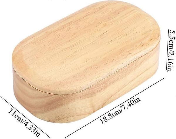 Bento-boks i tre, japansk matboks med skillevegg for voksne og barn (rektangulær modell)
