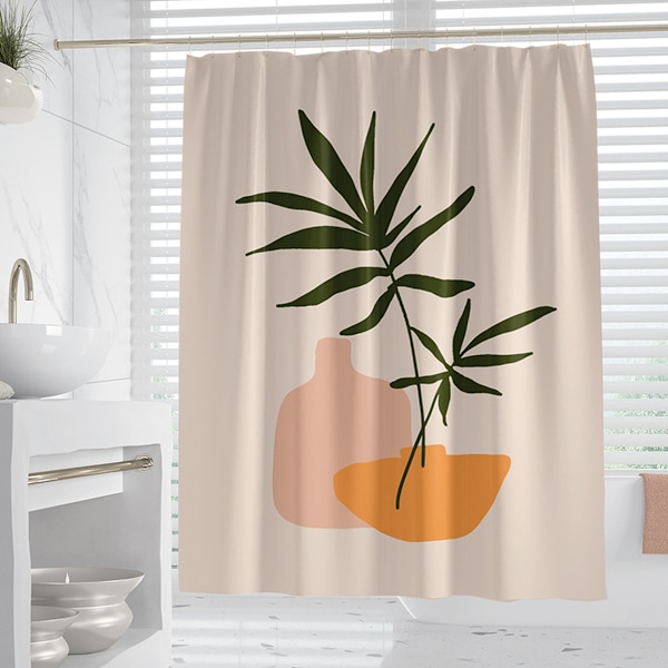 Blommig abstrakt duschdraperi 71 x 71 - Boho och minimalistisk